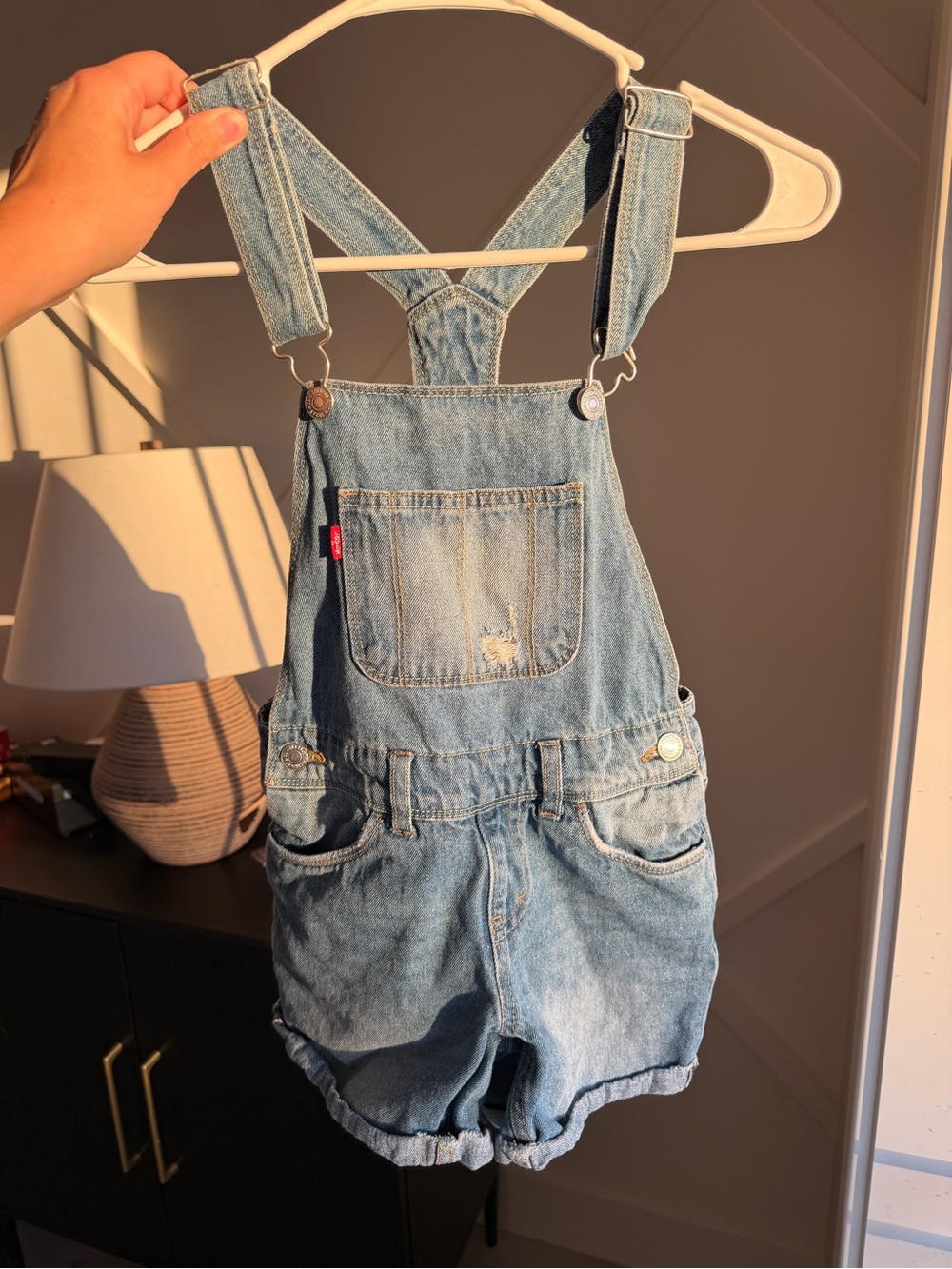 Levi's Light Blue Denim Short Overalls for Kids